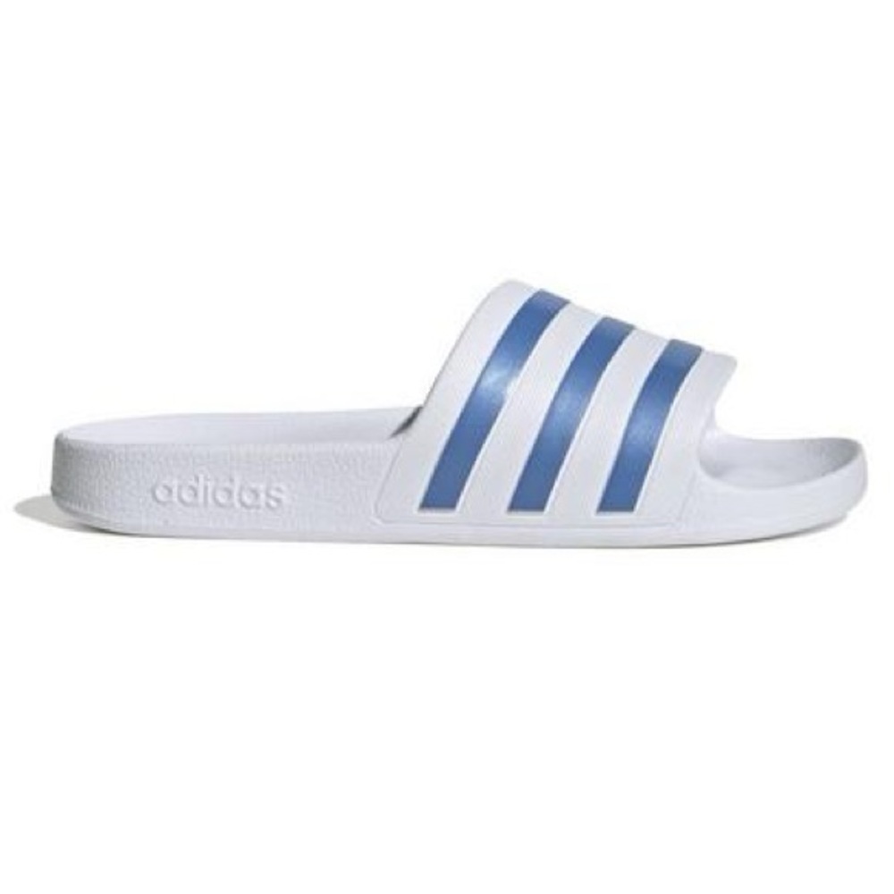 Adidas White and Blue Slide Sandals